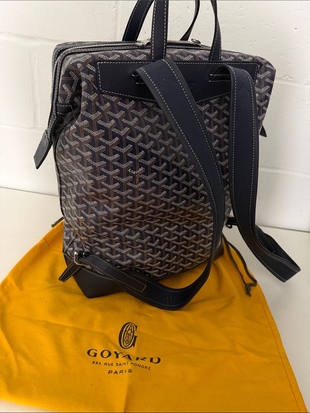 Goyard Cisalpin Backpack Goyardine Blue & Brown - Picture 5 of 8